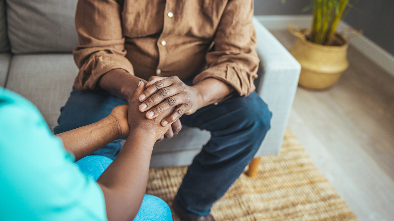 Cropped Side View A Couple Sitting Together Showing Empathy