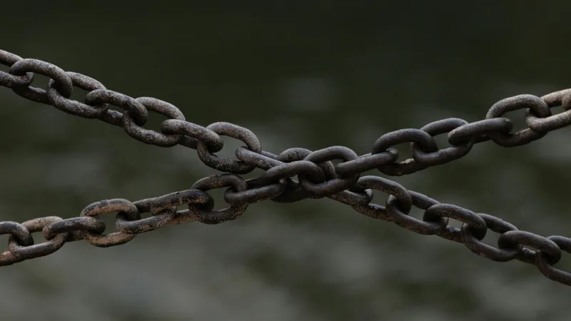 Rusty Chains Over Blurred Background